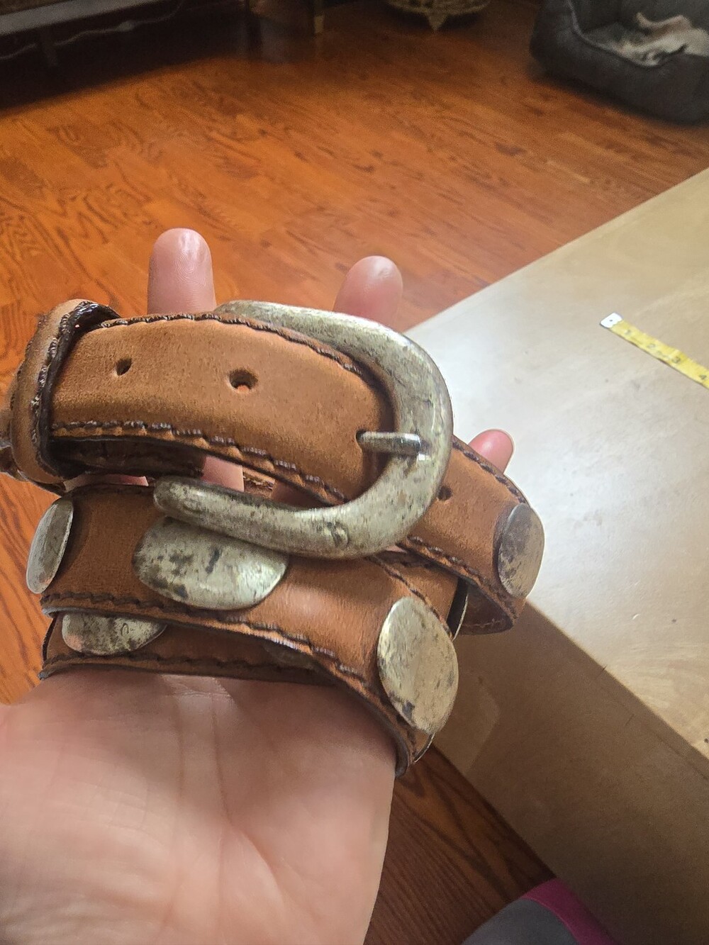Billy Davis California Leather Western Concho Belt 36 Brown Silver USA